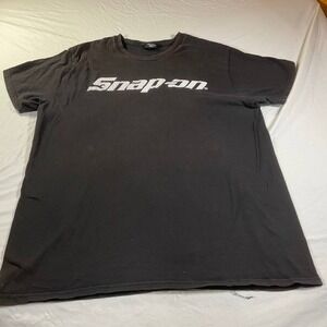 Vintage Snap On Tools Shirt Mens Size XL Black Hanes Spell Out Short Sleeve